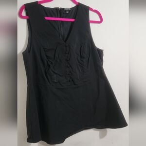 Torrid Black Peplum Style Top With Buttons, Size 1X